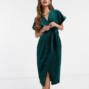 ASOS Green Velvet Midi Dress